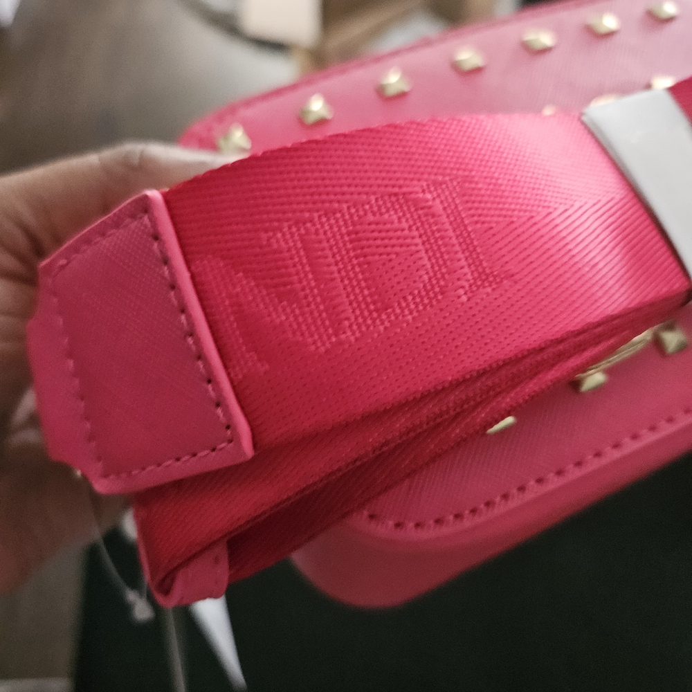 NWT VALENTINO ORLANDI Studded Double Zip Crossbody Camera Bag - Hot Pink - Picture 8 of 9